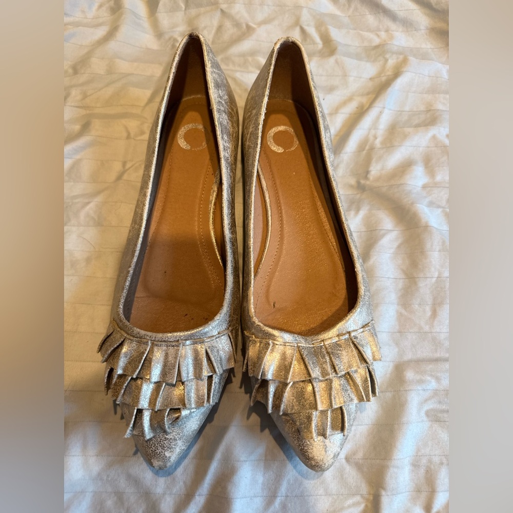 Women's Metallic Taupe Ballet Flats - Comfortable Everyday Slip-Ons